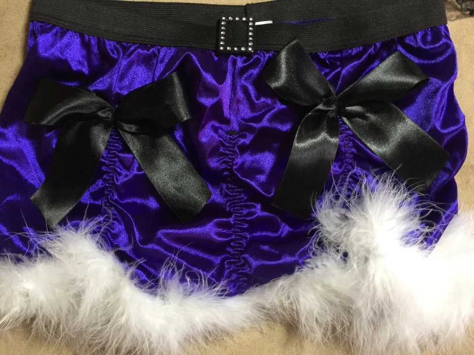 S/M Minifalda Vintage Satén Pasión Púrpura Pajaritas Parte Inferior de Piel Sintética Foto 3 de 4