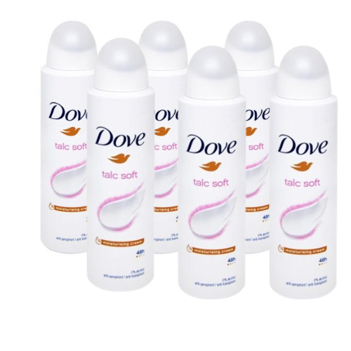 DOVE  DEODORANTE SPRAY TALC SOFT, 6 PEZZI DA 150 ML