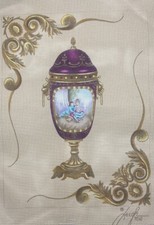 Leigh Designs Needlepoint Handpainted Canvas 7012  Fripperies - Sevres / 18 mesh