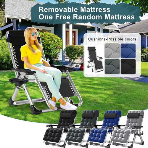 ABORON 2 Pack Zero Gravity Chair Outdoor Patio Lounge Lounger Reclining Chair - Picture 2 of 47