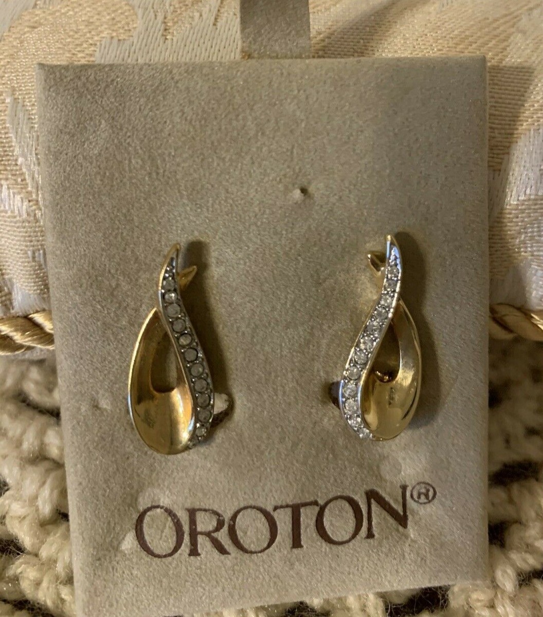 Vintage 90s OROTON Clip-on Gold Diamante Earrings As New