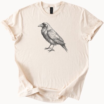 Raven Graphic Tee Bird Shirt Crewneck Top