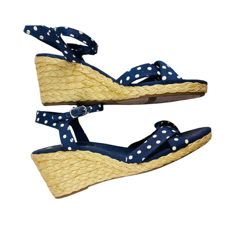 Lauren Ralph Lauren Mujer Azul Alpargatas Lunares Punta abierta Tacones de cuña 8.5 Foto 4 de 4