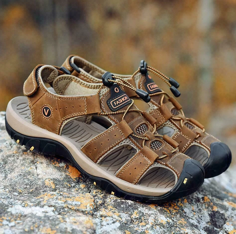 男式露趾远足渔夫运动休闲凉鞋海滩户外鞋尺寸 — 第 2/4 张图片