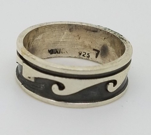 Mexico Sterling Silver 925 Shadow Eternity Waves Band Ring Size 6 1/2 - Picture 4 of 5