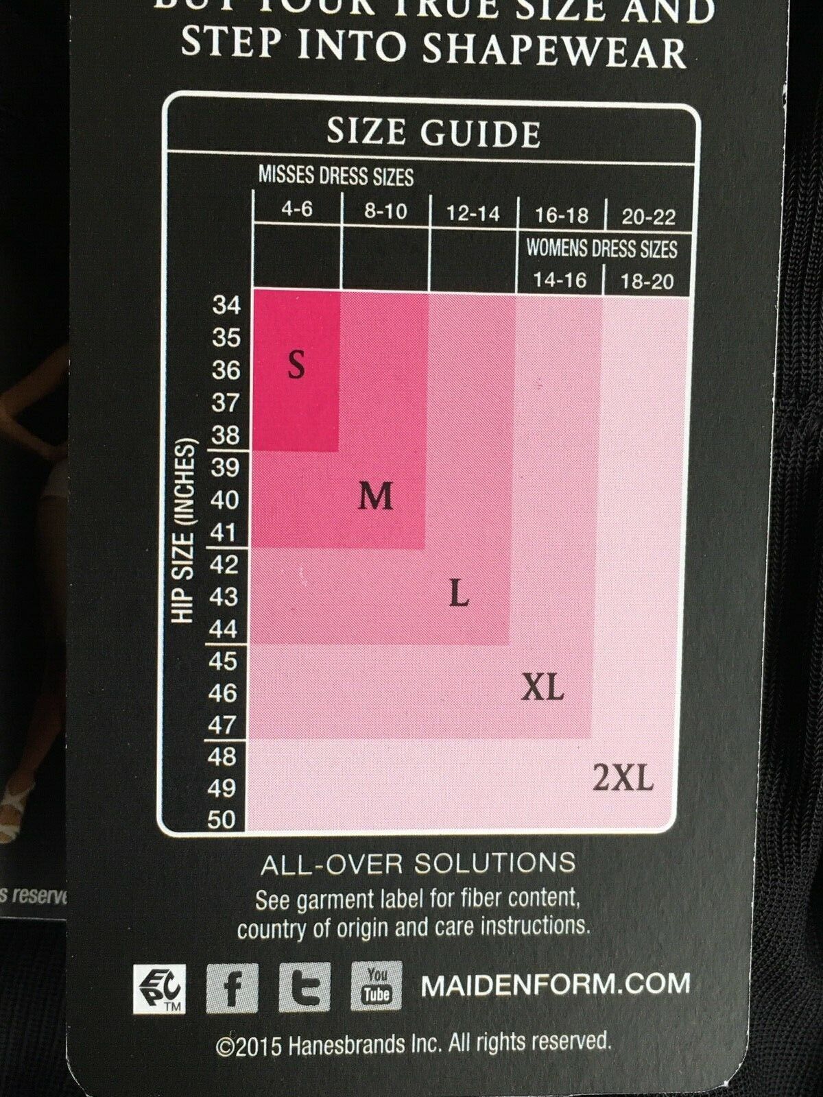 Maidenform Body Shapewear Size Chart