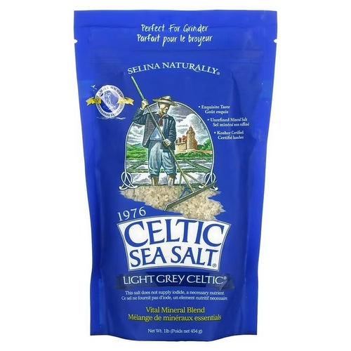 Selina Naturally Light Grey Celtic Sea Salt 1 Pound Resealable Bag 10 Bags - Picture 2 of 3