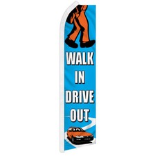 Walk In Drive Out Advertising Swooper Feather Flag Dealership BL