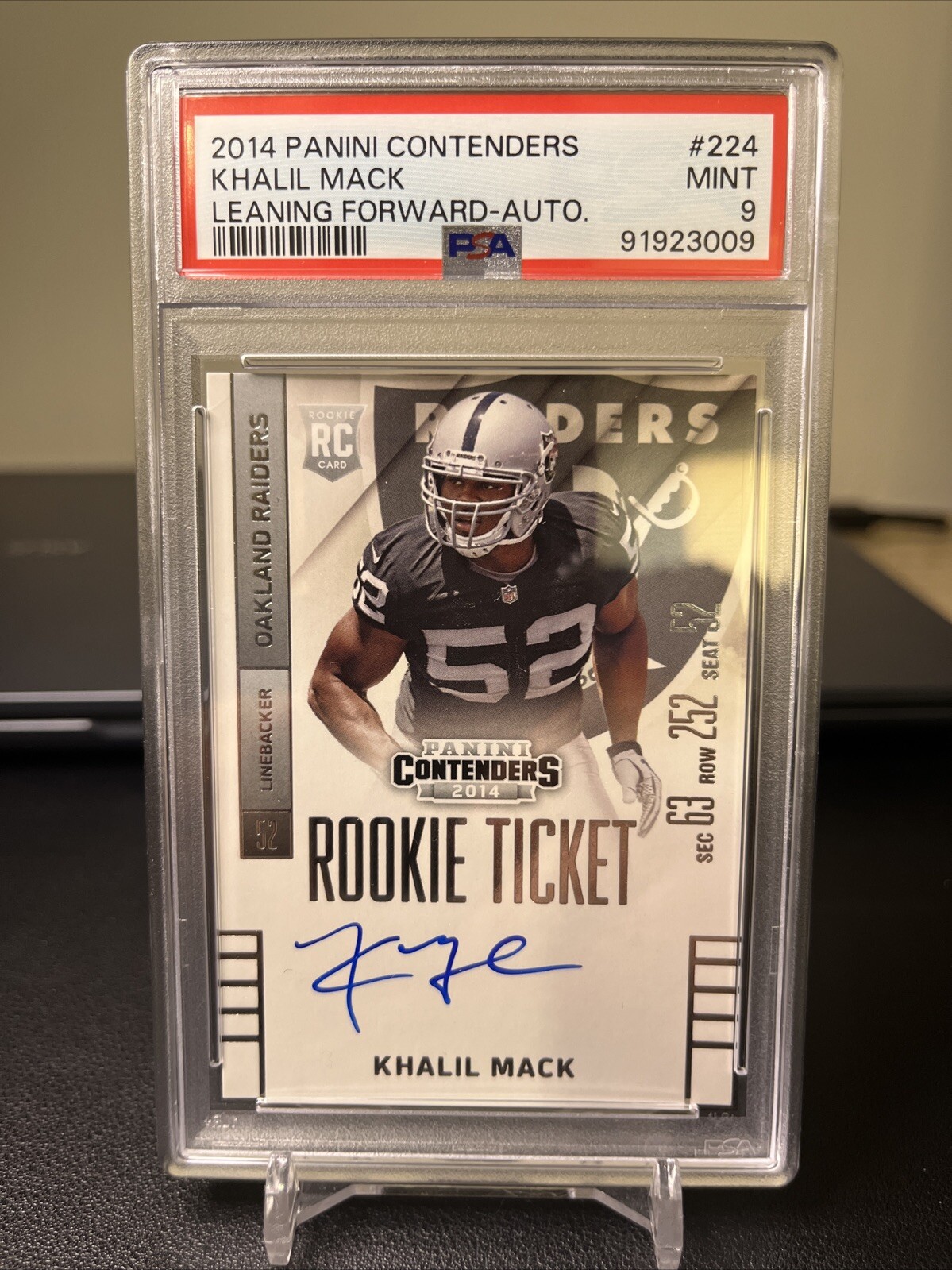 2014 Contenders Khalil Mack PSA 9 #224 Leaning Forward Auto Rookie