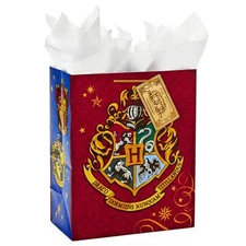 Hallmark 9.5" Gift Bag with Tissue Paper (Harry Potter, Hogwarts Crest) for