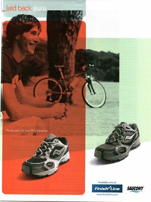 2003 PRINT AD - SAUCONY GRID AURA TR 5 RUNNING SHOE AD - LAID BACK AURA