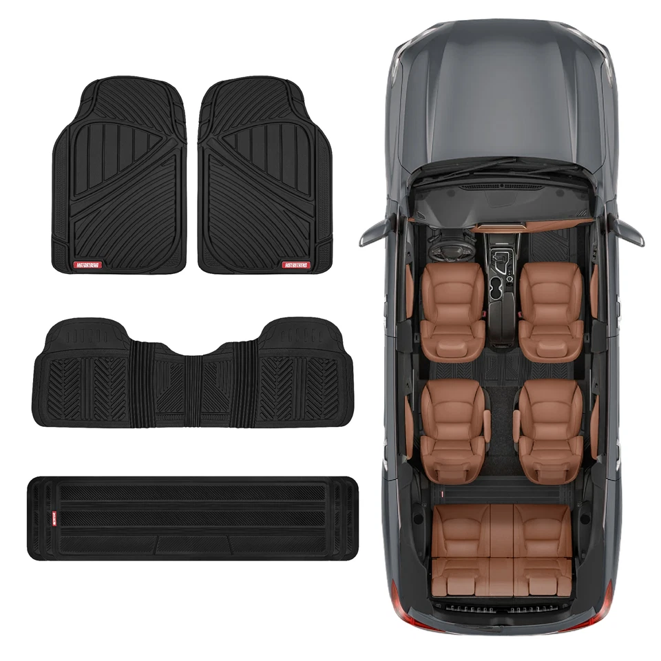Черные резиновые напольные коврики 4 шт для легкового внедорожника высокопрочные всесезонные коврики подкладка отделка подходит - Изображение 2 из 4