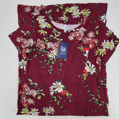 Lilbetter Womens Medium Soft Rayon Wine Red Floral Long Maxi Dress w/ Side Slits - Picture 9 of 9