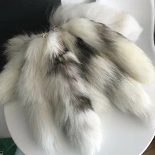 5pcs 40cm-45cm Red Cross Real Fox Tail Marble Fox tail Keychain Bag Pendant