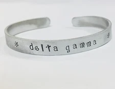 Delta Gamma DG FREE SHIPPING Sorority Greek handstamped cuff bracelet, Ann Peden