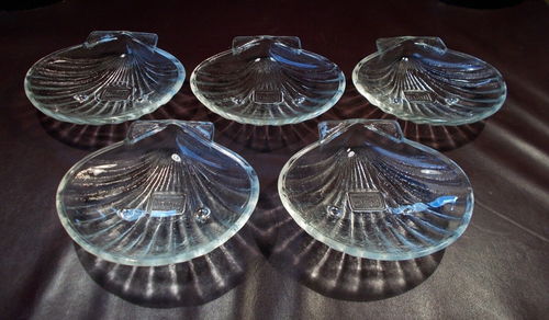 Set 5 piatti GLASBAKE vetro trasparente 5,5" capesante/conchiglia - forno a tavola 6 oz - Foto 4 di 19