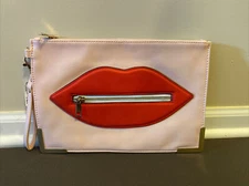 New Aldo Quirky Kitsch Pastel pink & Red lips mouth Clutch bag