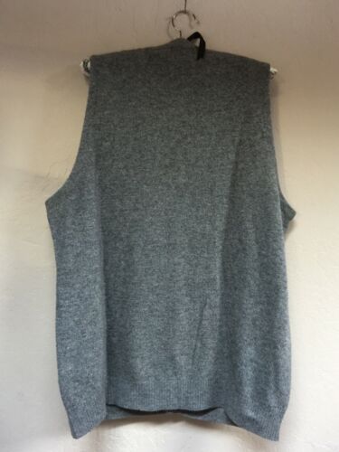 Puritan Men's Large Gray 100% Pure Wool Button Front V-Neck Sweater Vest Pockets - Picture 2 of 5