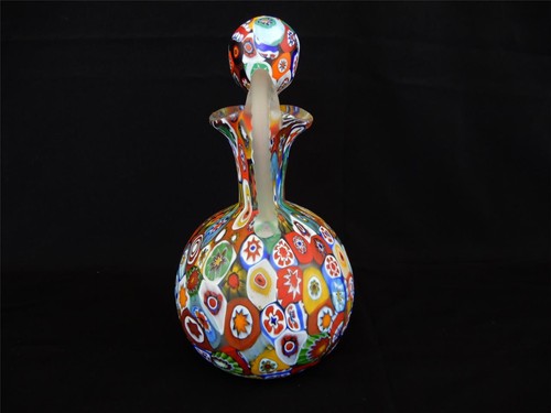 Murano Fratelli Toso Millefiori Cruet w/Stopper Cane Glass - Picture 4 of 16
