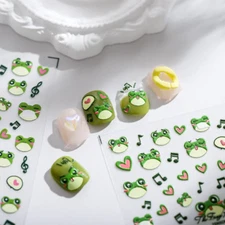 5D Frog Nail Stickers, Cartoon Nail Decals, Musical Notes Nail Stickers (183)