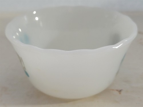Vintage MCM Royal China Blue Heaven Weiß Milchglas Auflaufförmchen Pudding Dessert Tasse - Bild 2 von 7