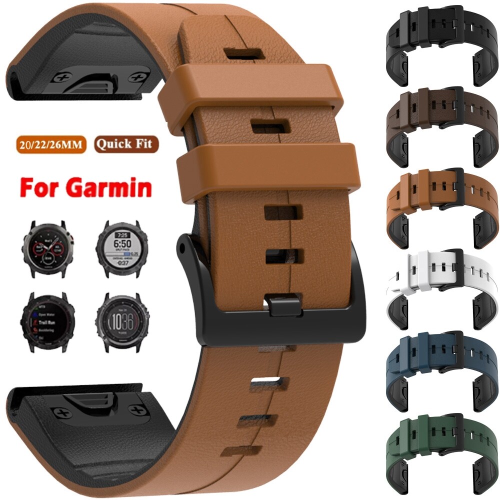 Quickfit Leather Strap For Garmin Fenix 8 6 6X 5 5X Plus 7S 7X Solar Watch Band