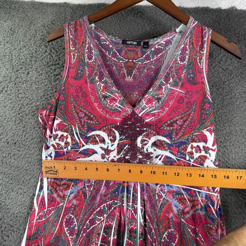 Apt 9 Maxi Dress Women Large Sleeveless Sheath Embroid Boho Fairy Paisley Hippie - Picture 6 of 11