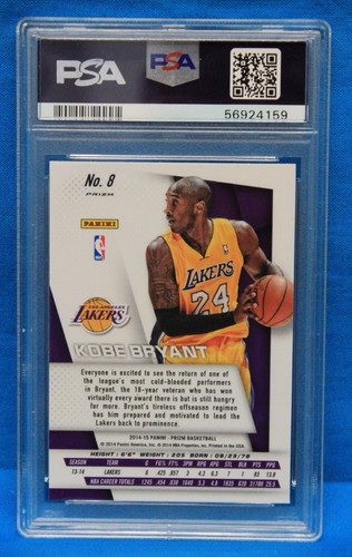 2014 PANINI PRIZM # 8 Kobe Bryant PSA 10 GEM MT # 56924159 SP VARIATIONS PRIZM - Picture 2 of 2
