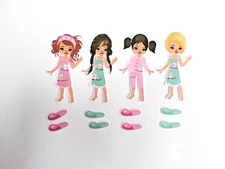 Pajama Party Girls  Cardstock  Pre colored images Scrapbooking / Card Making