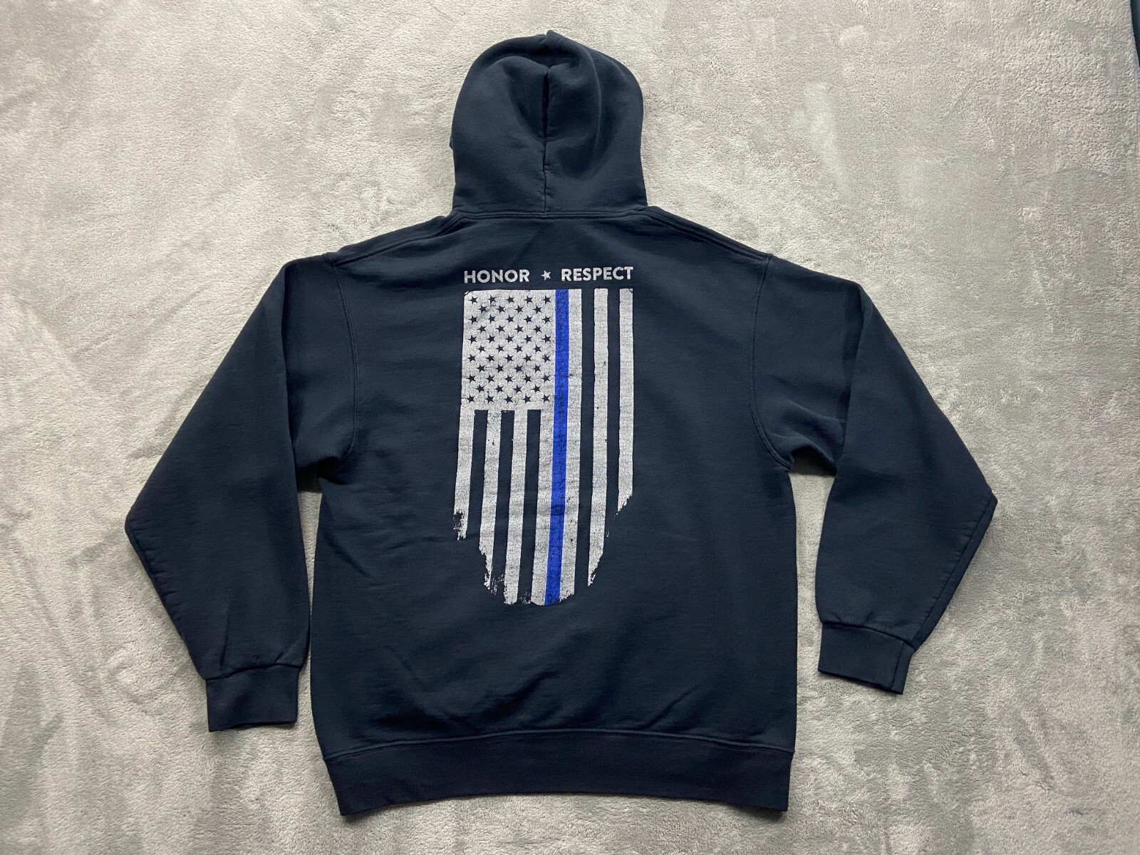 Thin Line Tactical Sweatshirt Men's Large Black Hooded Back The Blue Police USA - Picture 2 of 9
