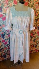 Vintage Blue Floral, smocked cotton Dress,  2X 