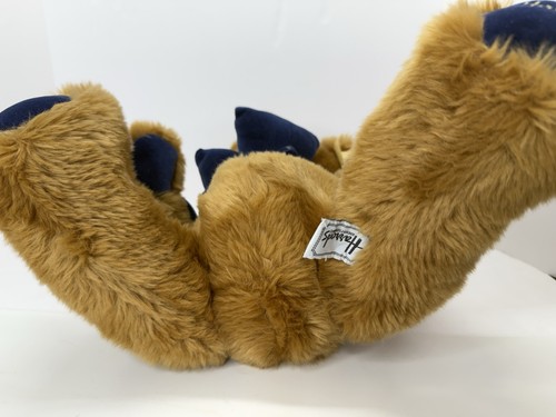 Vintage Harrods Knightsbridge Teddy Bear 13” Plush Stuffed Animal Brown Blue Bow - Picture 6 of 12