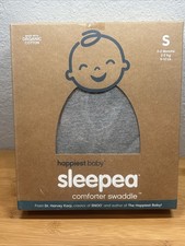 Happiest Baby Sleepea Baby Swaddle Size S 0-2 Months Gray Organic Cotton