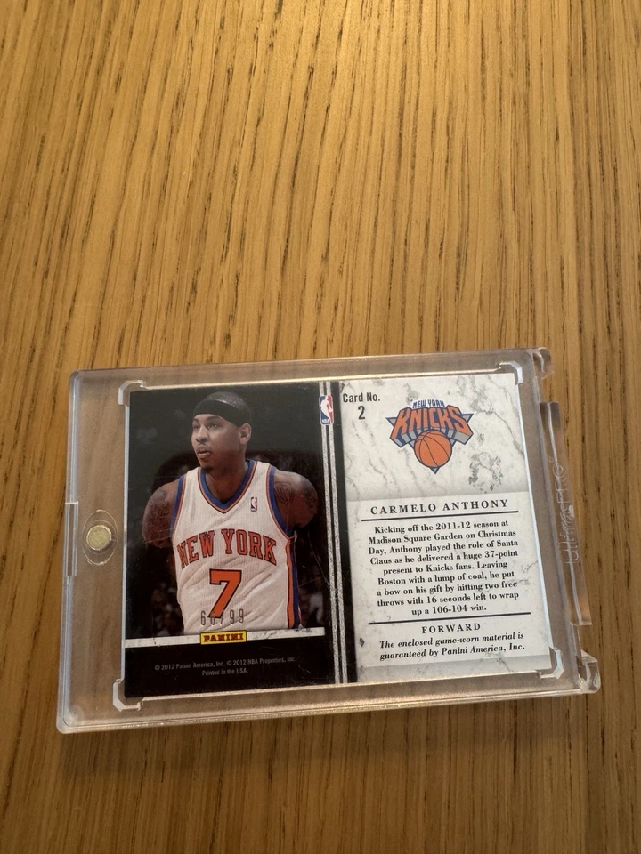 Carmelo Anthony 2011 Panini Limited Game Worn Patch /99 Knicks 66/99 - Bild 2 von 2