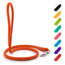 Rolled Leather Dog Leash 4Ft  0.4 in for Small Medium and Large Dogs  Heavy