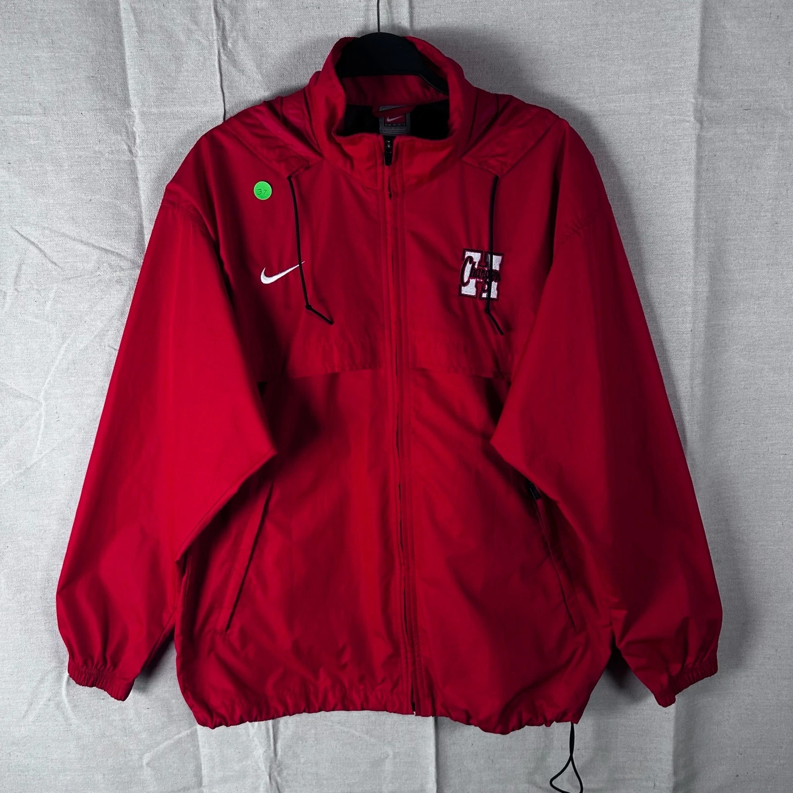 Nike Team Mens Red Chargers Windbreaker Jacket Full Zip Hooded Size Small
