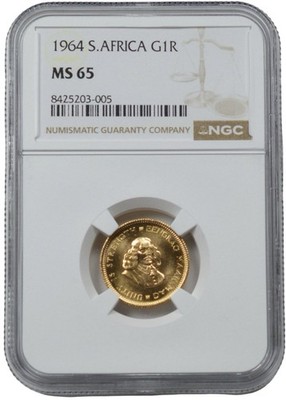 1964 South Africa 1 Rand 0.1176 oz Gold Coin NGC MS 65 | eBay