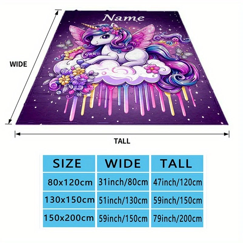 Customized name printed blanket unicorn blanket personalized soft warm blanket - Image 4 of 4
