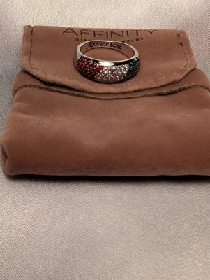 Affinity Sterling Silver Ring With Red Blue & White Diamonds 4gms T.W.