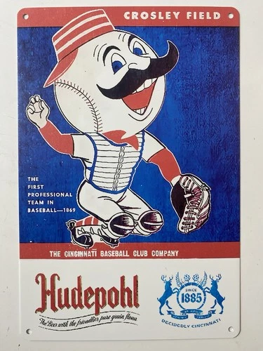 Hudepohl Beer - Cincinnati Reds Metal Sign - Vintage Style World Series