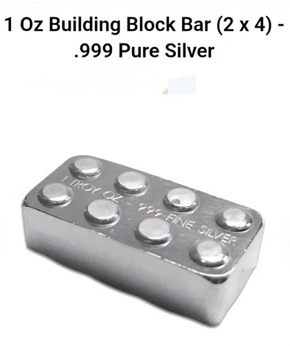 1 Troy Oz .999 Fine Silver Lego Building Block