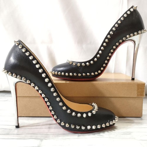Christian Louboutin Heel Studs Size 36 Black Used Excellent Condition Auth JAPAN - Picture 6 of 24