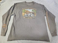 Harley-Davidson Shirt Mens XL Brown Long Sleeve Graphic Steel City Washington PA