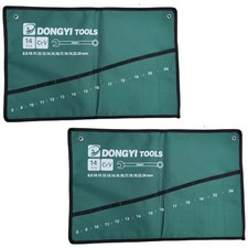 2 Pack Wrench Roll Up Pouch Wrench Set Roll Organizer 14 Pocket Slot Canvas Tool