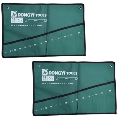 2 Pack Wrench Roll Up Pouch Wrench Set Roll Organizer 14 Pocket Slot Canvas Tool