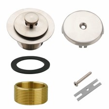 Tub Drain and Overflow Kit with Single Hole Faceplate, Brushed