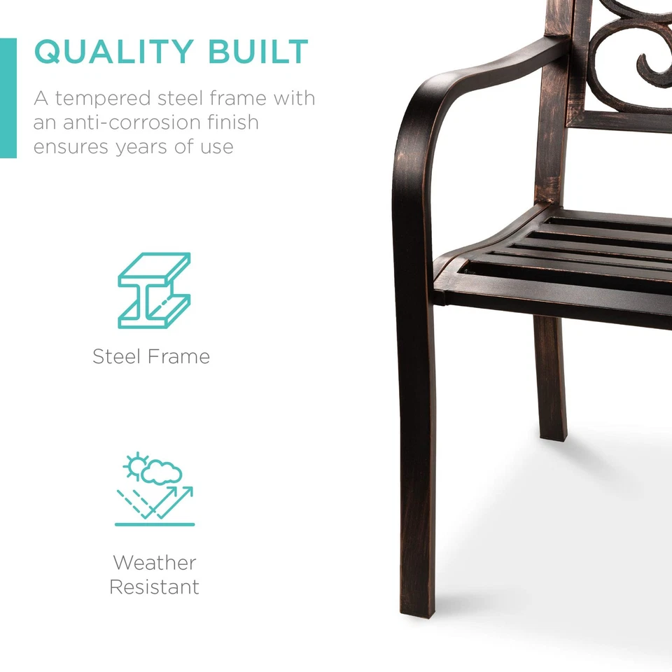 50 дюймов классическая стальная садовая скамья стул мебель для улицы, патио, двора, юриспруденции... - Изображение 3 из 4