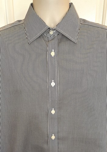 Charles Tyrwhitt Men’s White & Charcoal Striped Slim Fit L/S Shirt Size 16 x 33 - Picture 2 of 3