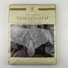 Crochet Lace Vinyl Tablecloth Sultans Linens 60" x 90" Oblong Seats 6-8 New