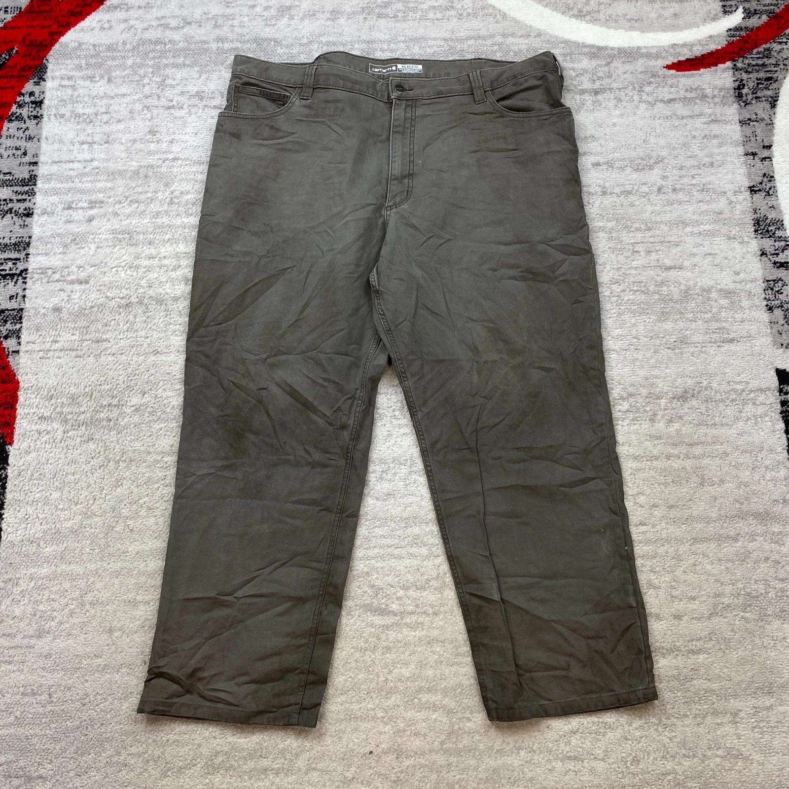 Carhartt 102517 Canvas Chino Pant 42 Green Y2K Rugged 5 Pocket Flex Swing 42x32